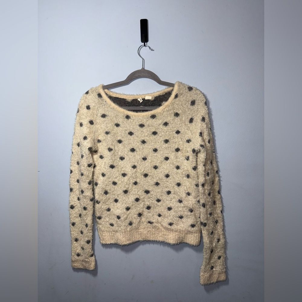 Anthropologie Women’s Moth Polka Dotted Woolly Wool Blend Fuzzy Sweater Medium